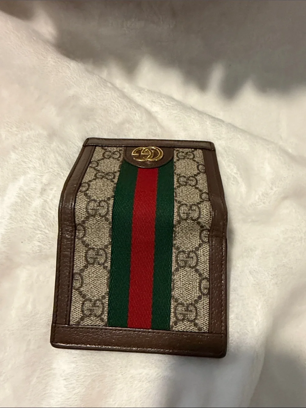 Gucci Ophidia GG Supreme Bi-Fold Card Case Wallet Brown